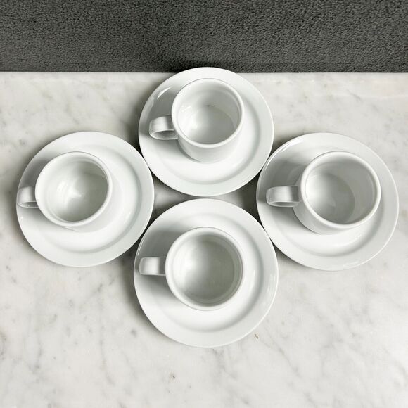 Pier 1 Demitasse Espresso Cups and Saucers - Set of 4 White Porcelain - Picture 4 of 7